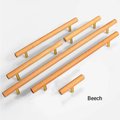 Smooth light wood and brass cabinet bar handle/Ash, Beech or Oak drawer pull/Wooden furniture hardware/Light wood and gold brass door handle