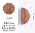 1 Pair of wooden semi circle handles/Demi lune drawer pulls/large half circle cabinet handles/large dark or light wood semi circle handles