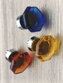 Vintage style glass crystal cabinet pull in bright colours/Glass geometric shaped door knob/Blue, yellow or red crystal drawer handle