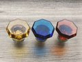 Vintage style glass crystal cabinet pull in bright colours/Glass geometric shaped door knob/Blue, yellow or red crystal drawer handle