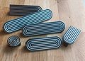 Wide black and silver retro pattern bar handle/large cabinet pull/big door handle/monochrome drawer pull/mid century modern style handle