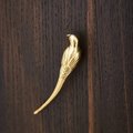 Small solid brass parrot cabinet pull/Gold bird shaped door handle/Parakeet bird design drawer pull/Unique gold brass furniture hardware
