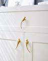 Small solid brass parrot cabinet pull/Gold bird shaped door handle/Parakeet bird design drawer pull/Unique gold brass furniture hardware