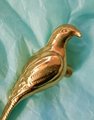 Small solid brass parrot cabinet pull/Gold bird shaped door handle/Parakeet bird design drawer pull/Unique gold brass furniture hardware