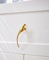 Small solid brass parrot cabinet pull/Gold bird shaped door handle/Parakeet bird design drawer pull/Unique gold brass furniture hardware