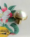 Big faux pearl and gold brass drawer pull/Pearly cabinet handle/white pearl drawer knob/round white pearl door handle/brass and pearl handle