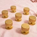 Matte gold brass door knob with textured detail/Round brass drawer pull/Gold knurled cabinet pull/Brass furniture hardware/kitchen hardware