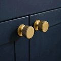 Matte gold brass door knob with textured detail/Round brass drawer pull/Gold knurled cabinet pull/Brass furniture hardware/kitchen hardware