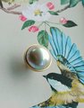 Big faux pearl and gold brass drawer pull/Pearly cabinet handle/white pearl drawer knob/round white pearl door handle/brass and pearl handle