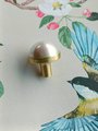 Big faux pearl and gold brass drawer pull/Pearly cabinet handle/white pearl drawer knob/round white pearl door handle/brass and pearl handle