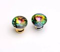 Sparkly rainbow crystal and gold cabinet pull/Glittery crystal door handle/Rainbow crystal drawer knob/ Furniture hardware/nursery decor