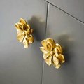 Beautiful gold brass Camelia flower cabinet handle/Brass flower shaped drawer pull/Gold brass bloom door knob/bedroom furniture hardware