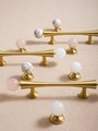 Gold scroll shaped cabinet handle with crystal detail/Solid brass and gem drawer pull/Crystal door handle/wardrobe handle/Stone door knob