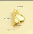 Ornate shiny gold brass cabinet pull/Clover shaped drawer pull/Semi circle door handle/ furniture hardware/kitchen handles/home improvement
