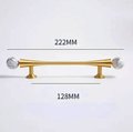 Gold scroll shaped cabinet handle with crystal detail/Solid brass and gem drawer pull/Crystal door handle/wardrobe handle/Stone door knob