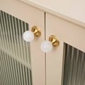 Gold scroll shaped cabinet handle with crystal detail/Solid brass and gem drawer pull/Crystal door handle/wardrobe handle/Stone door knob