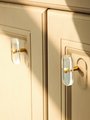 Clear lucite and brass bar shaped cabinet handle/Clear acrylic resin and gold brass drawer pull/Transparent lucite and brass door handle