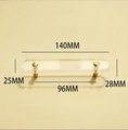 Clear lucite and brass bar shaped cabinet handle/Clear acrylic resin and gold brass drawer pull/Transparent lucite and brass door handle