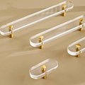Clear lucite and brass bar shaped cabinet handle/Clear acrylic resin and gold brass drawer pull/Transparent lucite and brass door handle