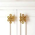 A Pair of gold brass celtic knot style solid brass handles/Brass infinity sign cabinet pulls/Intricate knot design door knob/brass hardware