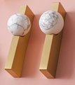 White and grey marble stone ball and brass bar handle/Marble stone drawer pull/unique cabinet handle/IKEA hack/wardrobe door handle