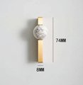 White and grey marble stone ball and brass bar handle/Marble stone drawer pull/unique cabinet handle/IKEA hack/wardrobe door handle