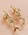 A pair of gold flower blossom drawer handles/2 gold brass branch and flower design cabinet pulls/Flower shaped wardrobe door handles