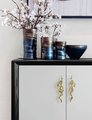 A pair of gold flower blossom drawer handles/2 gold brass branch and flower design cabinet pulls/Flower shaped wardrobe door handles