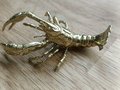 Gold solid brass lobster cabinet pull/Sea creature shaped door handle/beach themed drawer knob/brass furniture hardware/Crab shaped handle