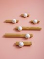 White and grey marble stone ball and brass bar handle/Marble stone drawer pull/unique cabinet handle/IKEA hack/wardrobe door handle