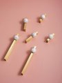 White and grey marble stone ball and brass bar handle/Marble stone drawer pull/unique cabinet handle/IKEA hack/wardrobe door handle