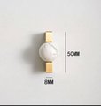 White and grey marble stone ball and brass bar handle/Marble stone drawer pull/unique cabinet handle/IKEA hack/wardrobe door handle