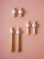 White and grey marble stone ball and brass bar handle/Marble stone drawer pull/unique cabinet handle/IKEA hack/wardrobe door handle