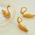 Gold brass swimming swans cabinet handle/Brass Swan drawer pull/Gold bird shaped door knob/Gold swan brass door handle/Signet drawer handle