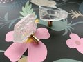 Polished quartz crystal cabinet pull/crystal furniture hardware/Quartz Crystal drawer handle/Crystal door handle/Crystal and brass drawer pu