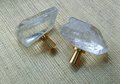 Polished quartz crystal cabinet pull/crystal furniture hardware/Quartz Crystal drawer handle/Crystal door handle/Crystal and brass drawer pu
