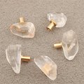 Polished quartz crystal cabinet pull/crystal furniture hardware/Quartz Crystal drawer handle/Crystal door handle/Crystal and brass drawer pu