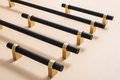 Black and Gold cabinet bar pulls/Wooden drawer handles/kitchen furniture hardware/black cabinet door handles/modern hardware/Brass door pull