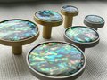 Rainbow Abalone Shell Drawer Pull/Iridescent Pearl Cabinet Pull/Mother of Pearl Door Handle/Pearl Drawer Knob/Pearl Furniture Hardware