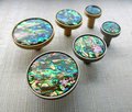 Rainbow Abalone Shell Drawer Pull/Iridescent Pearl Cabinet Pull/Mother of Pearl Door Handle/Pearl Drawer Knob/Pearl Furniture Hardware