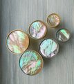 Round Iridescent Abalone Shell Drawer pull/Pearl Cabinet pull/mother of pearl door handle/light abalone knob/shell furniture hardware