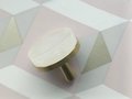 Round white quartz crystal and brass drawer pull/large gemstone cabinet handle/white crystal and brass door handle/Gemstone hardware