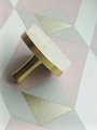 Round white quartz crystal and brass drawer pull/large gemstone cabinet handle/white crystal and brass door handle/Gemstone hardware