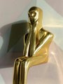 Shiny gold brass thinking man cabinet handle/Man shaped figure door handle/Abstract man figurine drawer handle/Art Brass furniture hardware