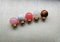 Semi precious stone ball drawer knob/Crystal drawer pull/Round gemstone cabinet handle/Crystal and brass door knob/Quartz crystal handle