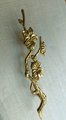 A pair of gold flower blossom drawer handles/2 gold brass branch and flower design cabinet pulls/Flower shaped wardrobe door handles