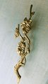 A pair of gold flower blossom drawer handles/2 gold brass branch and flower design cabinet pulls/Flower shaped wardrobe door handles