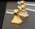 Gold brass and clear lucite cabinet bar pull handle/Acrylic drawer handle/lucite furniture hardware/brass transparent resin cabinet handle
