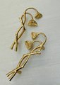 Gold brass Art Noveau style poppy stalk door handles/Complementary seed head design wardrobe handles/Botanical gold brass drawer pulls