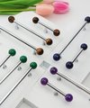 Silver bar handle with semi precious stone balls/Colourful cabinet handle/Stone furniture hardware/crystal drawer pull/Silver cabinet pull